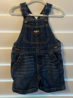 OshKosh B'gosh Dark Blue Denim Short Overalls 12 months